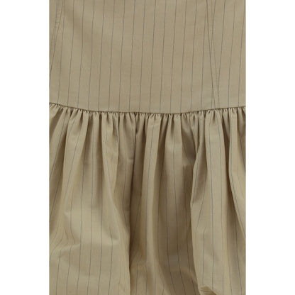 Ganni Beige Cotton Mini Skirt