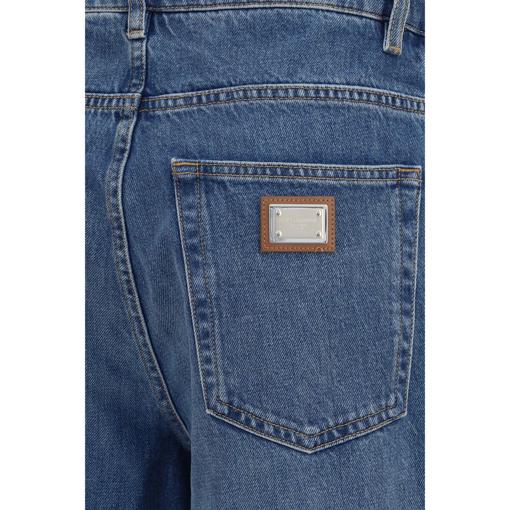 Dolce & Gabbana Blue Cotton Straight-Leg Jeans