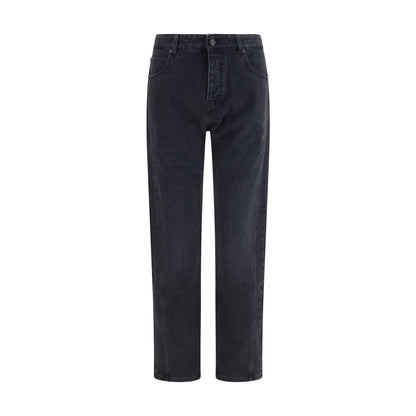 Balmain Black Cotton Straight-Leg Jeans