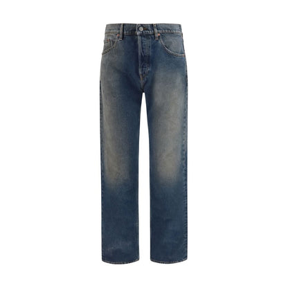 Golden Goose Blue Cotton Straight-Leg Jeans
