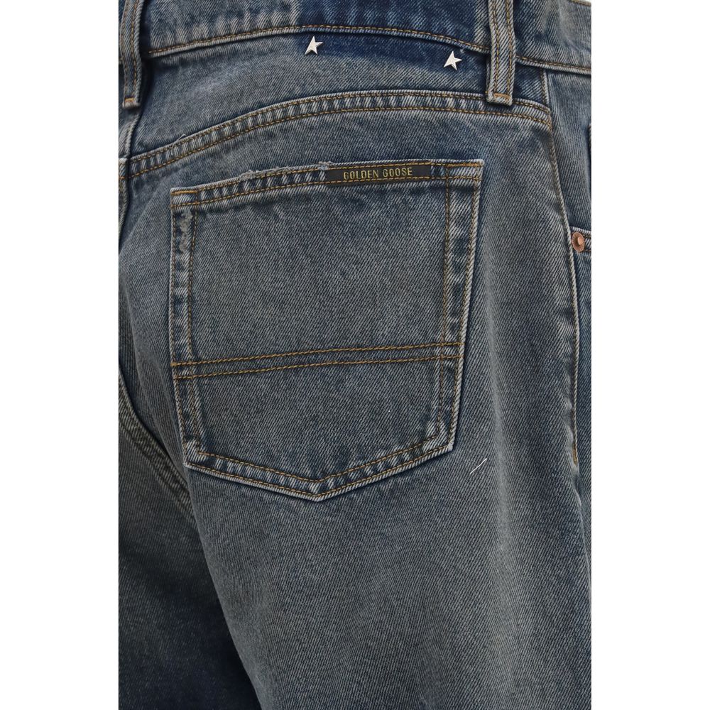 Golden Goose Blue Cotton Straight-Leg Jeans