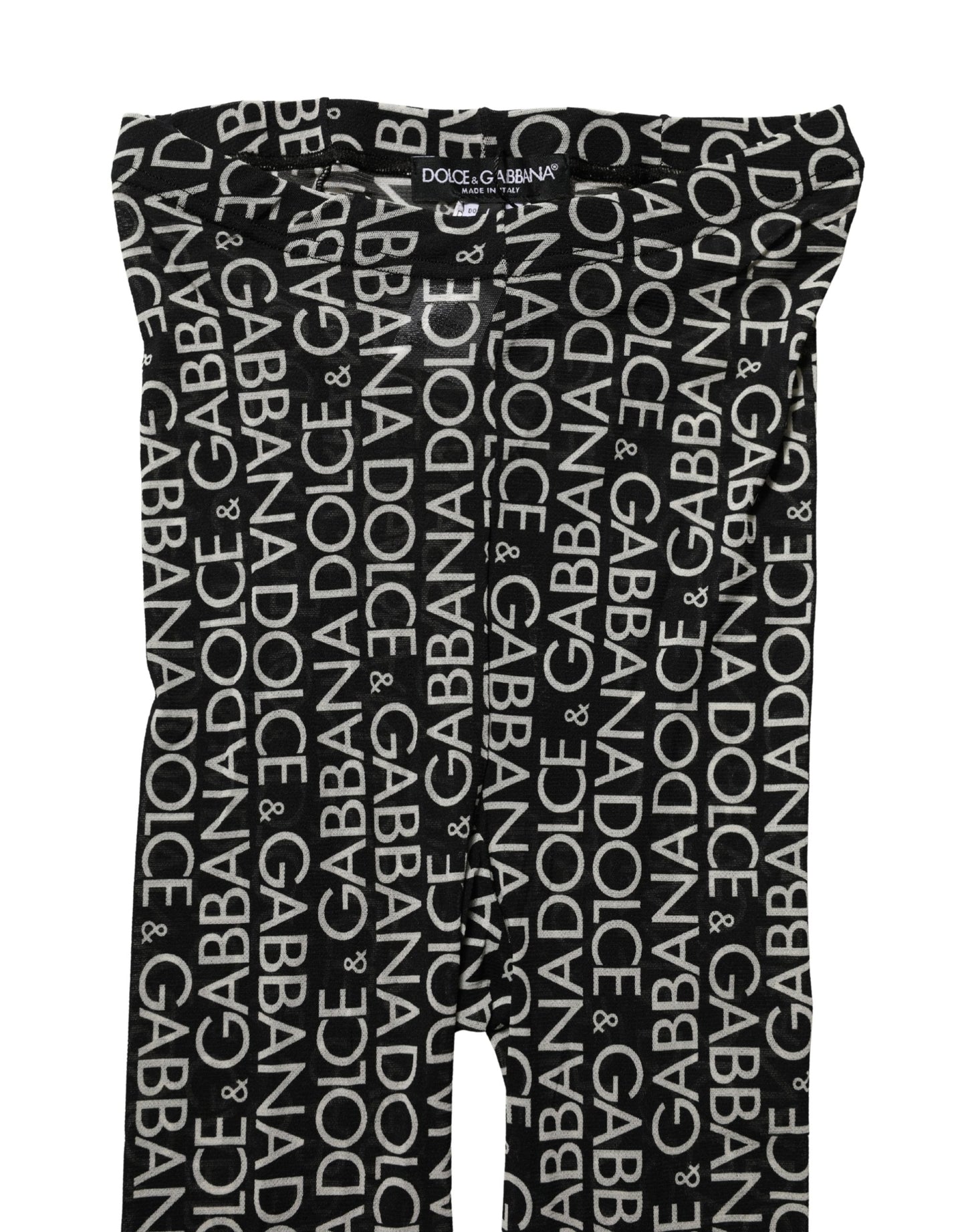 Dolce & Gabbana Black White All Over Print Sheer Stretch Tights Socks