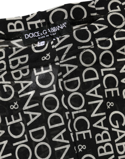 Dolce & Gabbana Black White All Over Print Sheer Stretch Tights Socks