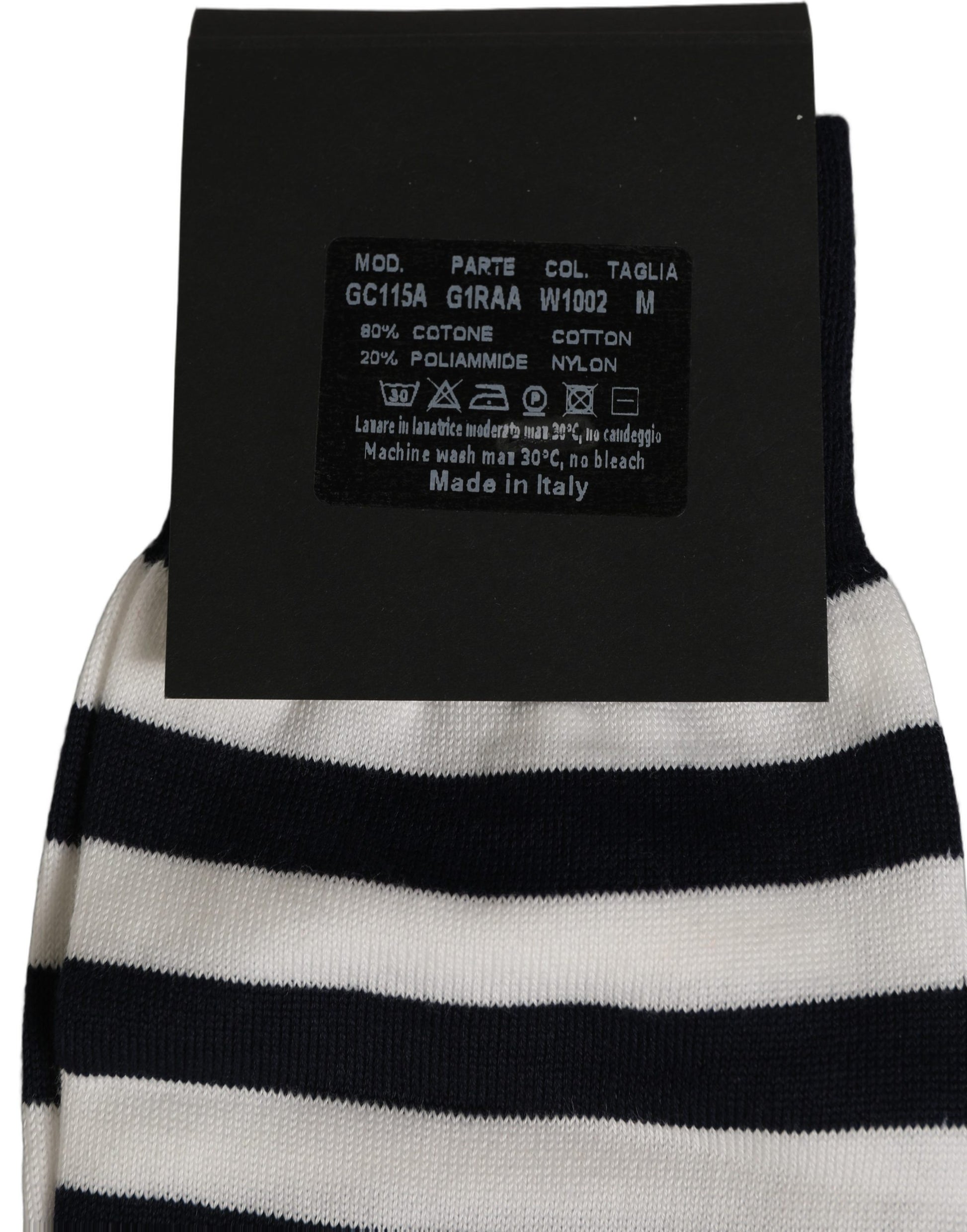 Dolce & Gabbana Black White Stripes Cotton Mid Calf Accessory Socks