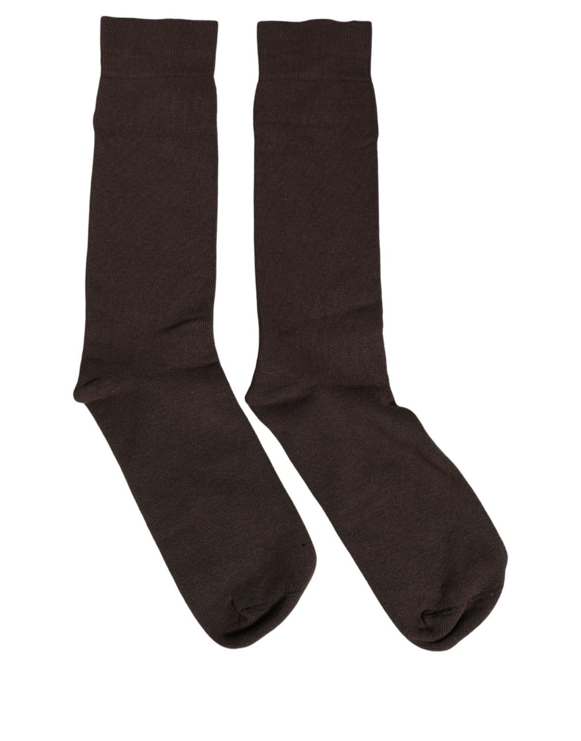 Dolce & Gabbana Dark Brown Cotton Over The Calf Accessory Socks