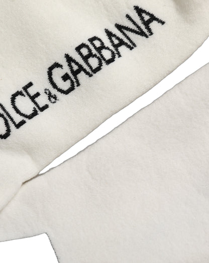 Dolce & Gabbana White Black Cotton Stretch Knee High Socks