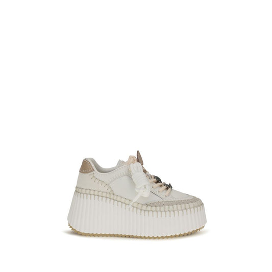 Chloé White Calf Leather Bos Taurus Platform Sneakers