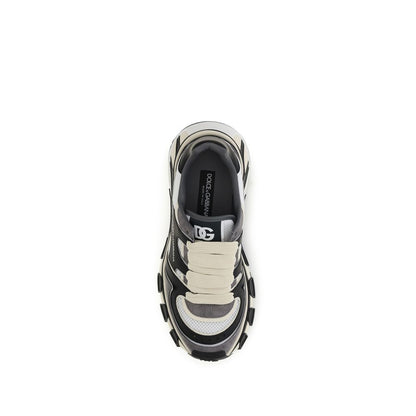 Dolce & Gabbana Gray Calf Leather Bos Taurus Chunky Sneakers