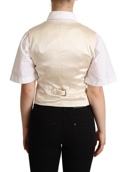 Dolce &amp; Gabbana Beige Silk Sleeveless Waistcoat Vest