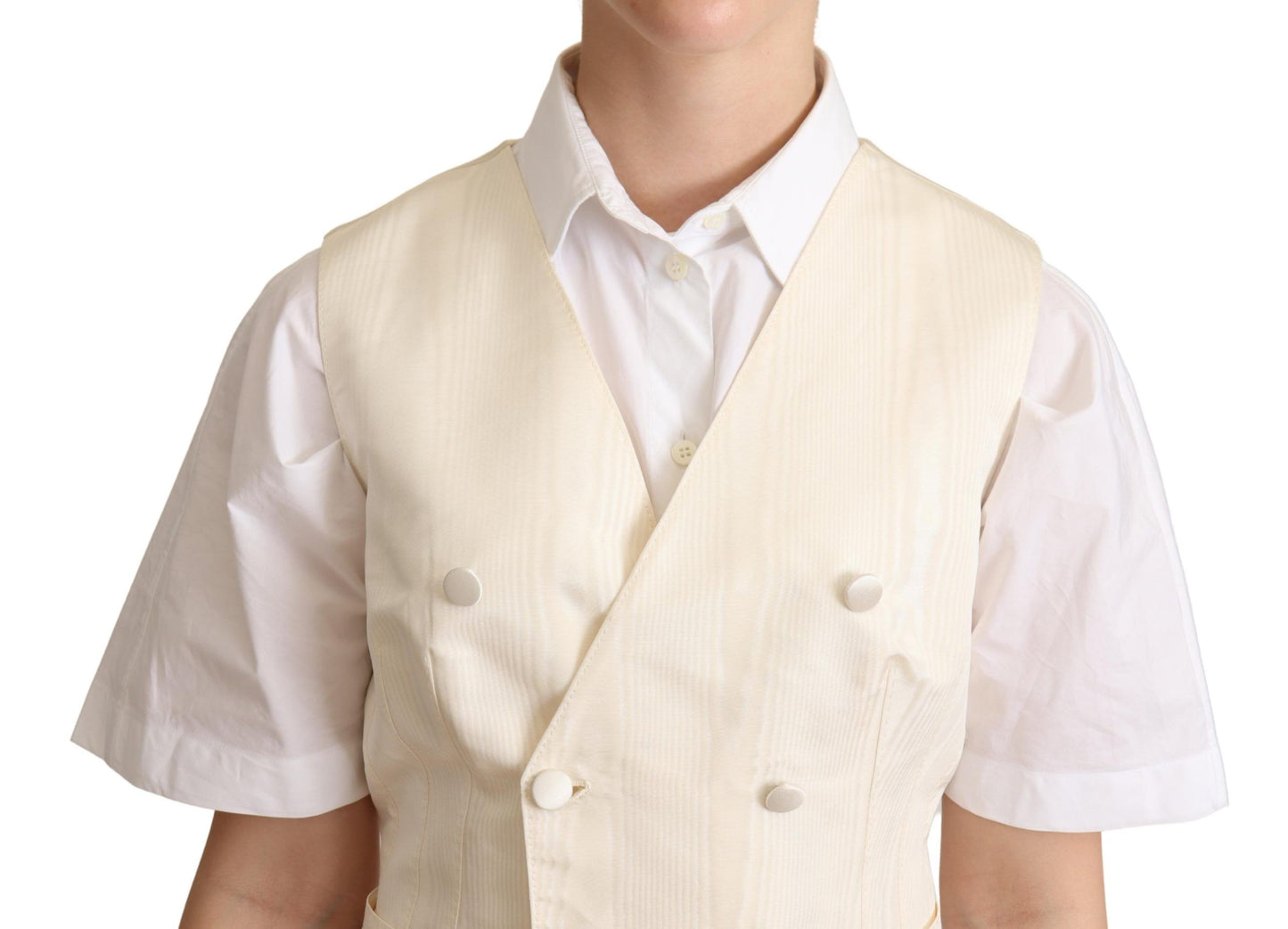 Dolce &amp; Gabbana Beige Silk Sleeveless Waistcoat Vest