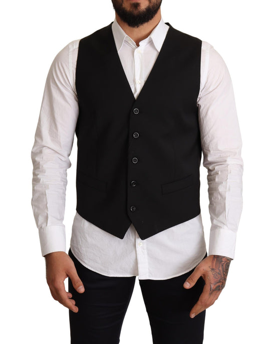 Dolce & Gabbana Black Wool Formal Vest