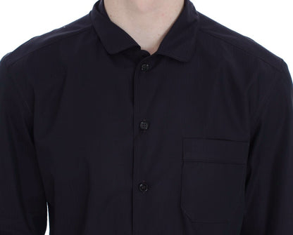 Dolce & Gabbana Purple Striped Cotton Pajama Lounge Shirt