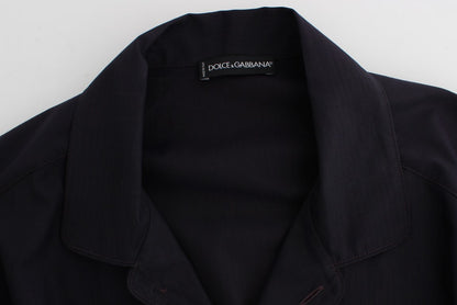 Dolce & Gabbana Purple Striped Cotton Pajama Lounge Shirt