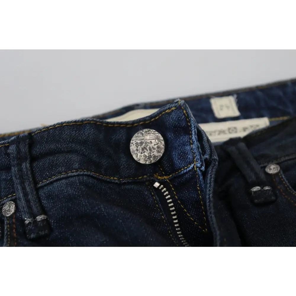 Sølv knap på Acht Blue skinny denim jeans - outlet mærkevarer, spar 30-70%