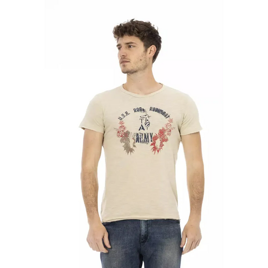 Trussardi Action Beige Cotton Men T-Shirt