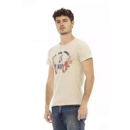 Trussardi Action Beige Cotton Men T-Shirt