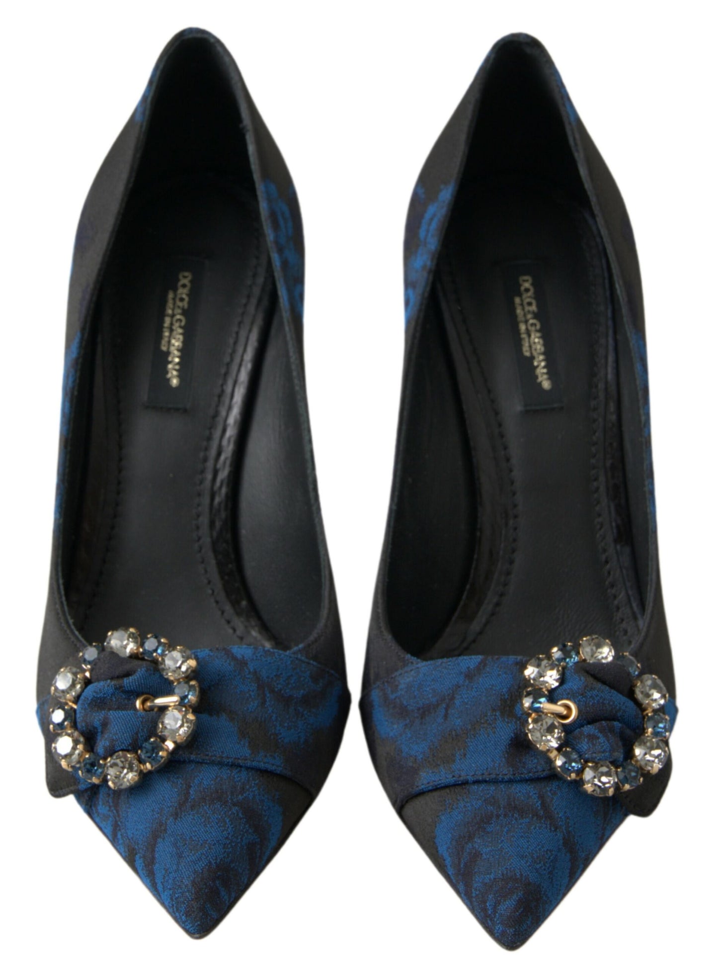 Dolce &amp; Gabbana Blue Floral Ayers Crystal Pumps Shoes