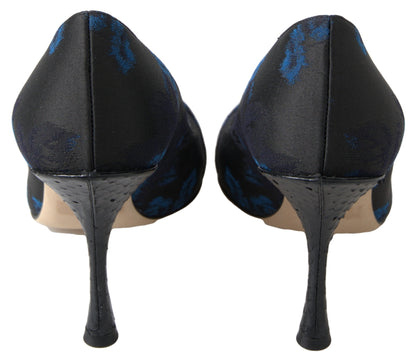 Dolce &amp; Gabbana Blue Floral Ayers Crystal Pumps Shoes