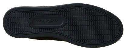Dolce &amp; Gabbana Black Gold Leather Classic Sneakers Shoes