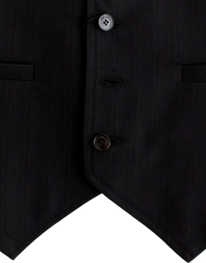 Costume National Black striped cotton casual waistcoat