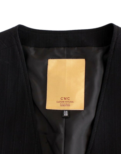 Costume National Black striped cotton casual waistcoat