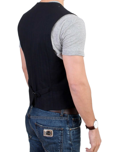 Costume National Black striped cotton casual waistcoat