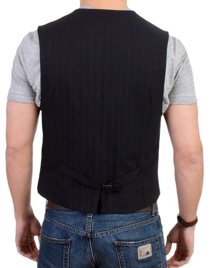 Costume National Black striped cotton casual waistcoat