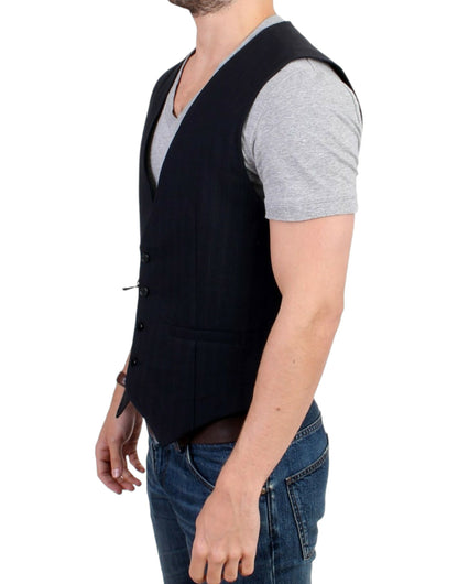 Costume National Black striped cotton casual waistcoat