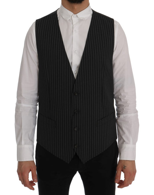 Dolce &amp; Gabbana Gray Wool Stretch Vest