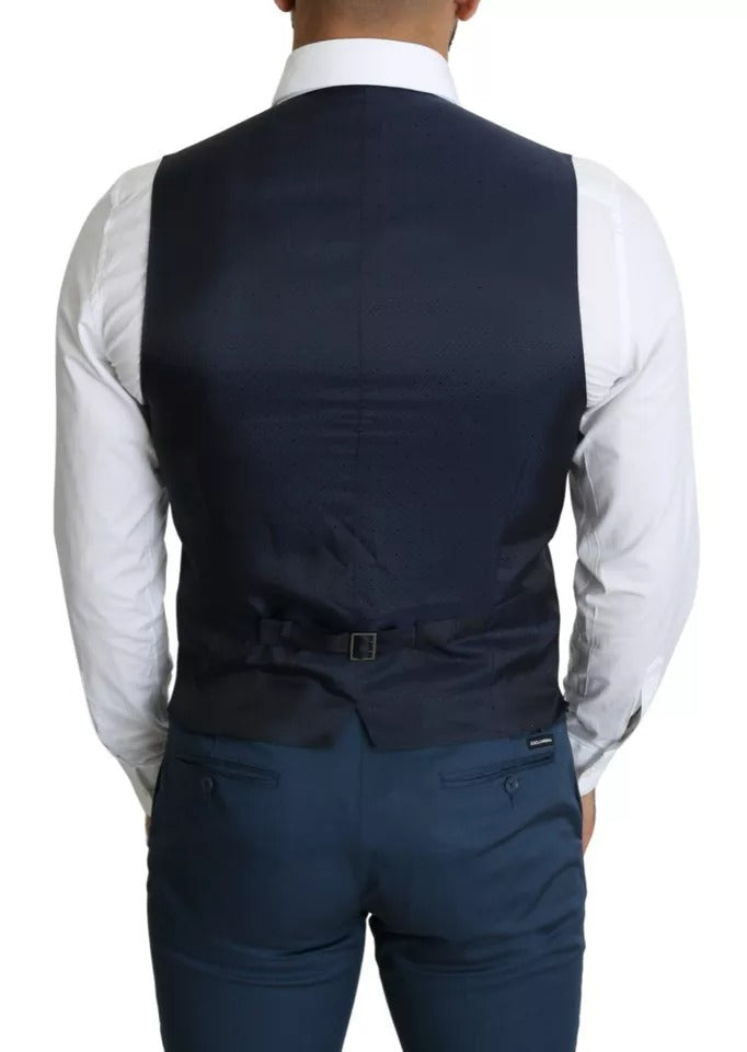 Dolce &amp; Gabbana Navy Blue Men Formal Dress Waistcoat Vest