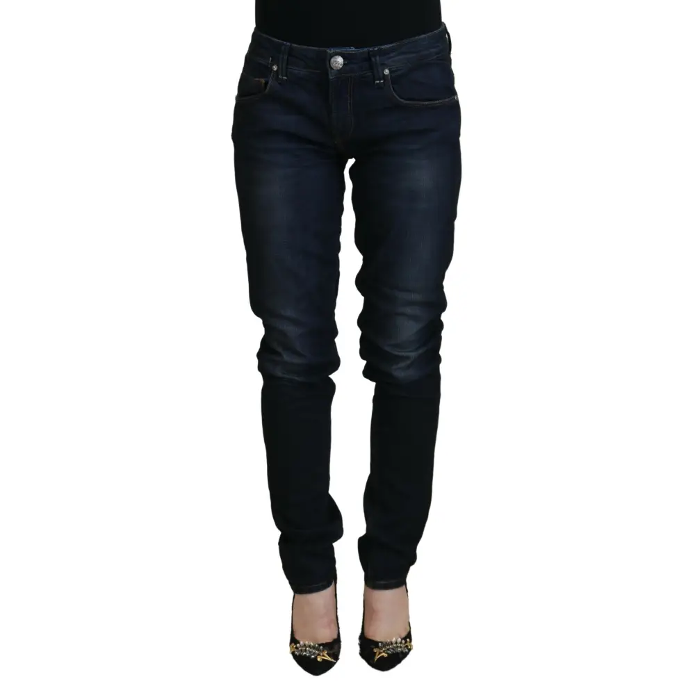 Mørkeblå slim fit denim jeans med fading, Acht Blue. Spar 30-70% på mode
