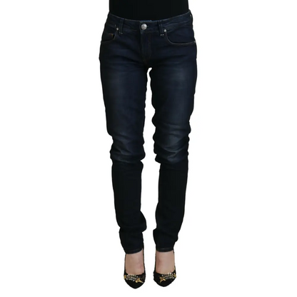 Mørkeblå slim fit denim jeans med fading, Acht Blue. Spar 30-70% på mode
