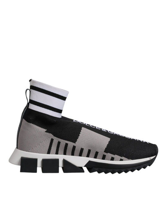 Dolce & Gabbana Black Gray Sorrento Socks Women Sneakers Shoes