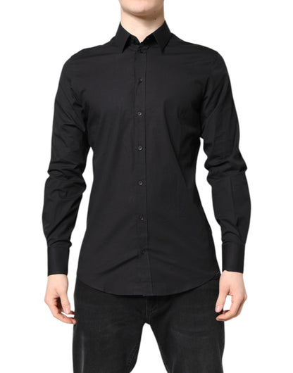 Dolce &amp; Gabbana Black GOLD Cotton Dress Formal Shirt
