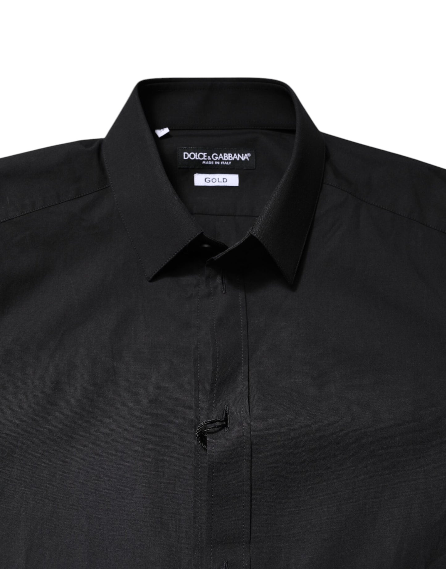 Dolce &amp; Gabbana Black GOLD Cotton Dress Formal Shirt