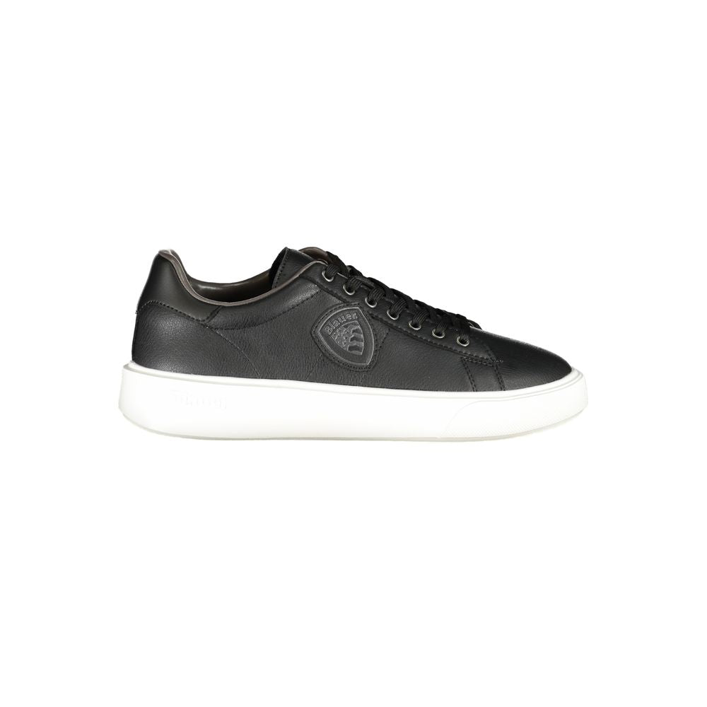 Blauer Black Leather Men Sneakers
