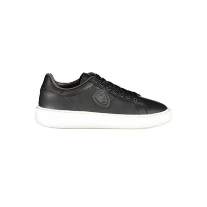 Blauer Black Leather Men Sneakers