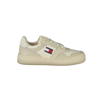 Tommy Hilfiger Beige Leather Men Sneakers