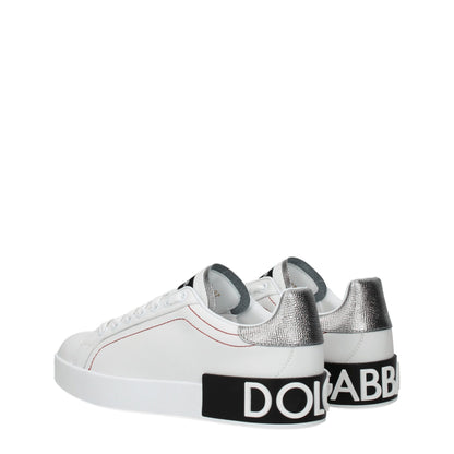 Dolce & Gabbana White Leather Low Top Sneakers