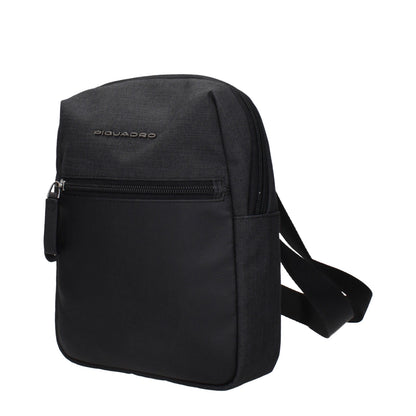 Piquadro Black Fabric Crossbody Bag