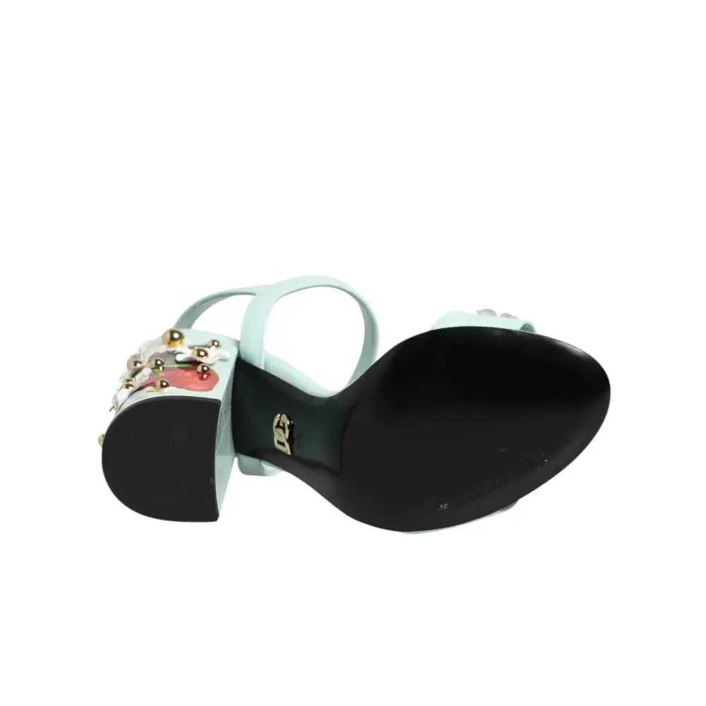 Dolce & Gabbana mint green floral studs heels sandal bagdel