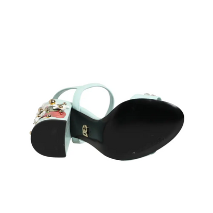 Dolce & Gabbana mint green floral studs heels sandal bagdel