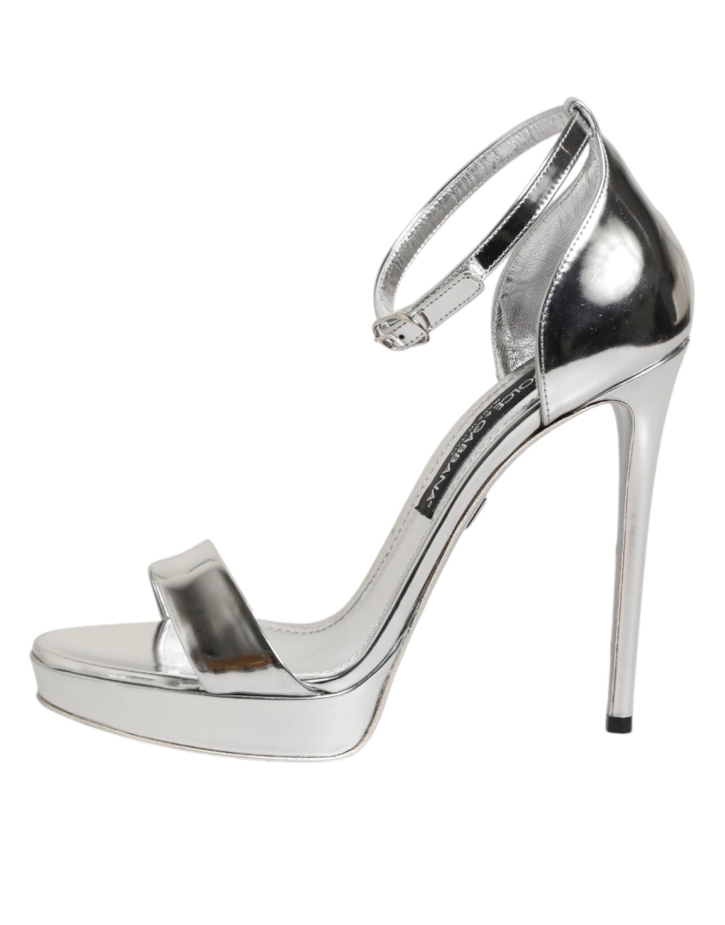 Dolce &amp; Gabbana Silver Leather Platform Keira Sandals Shoes
