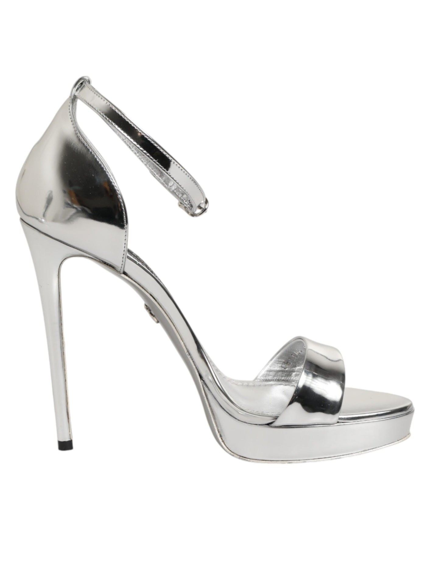 Dolce &amp; Gabbana Silver Leather Platform Keira Sandals Shoes