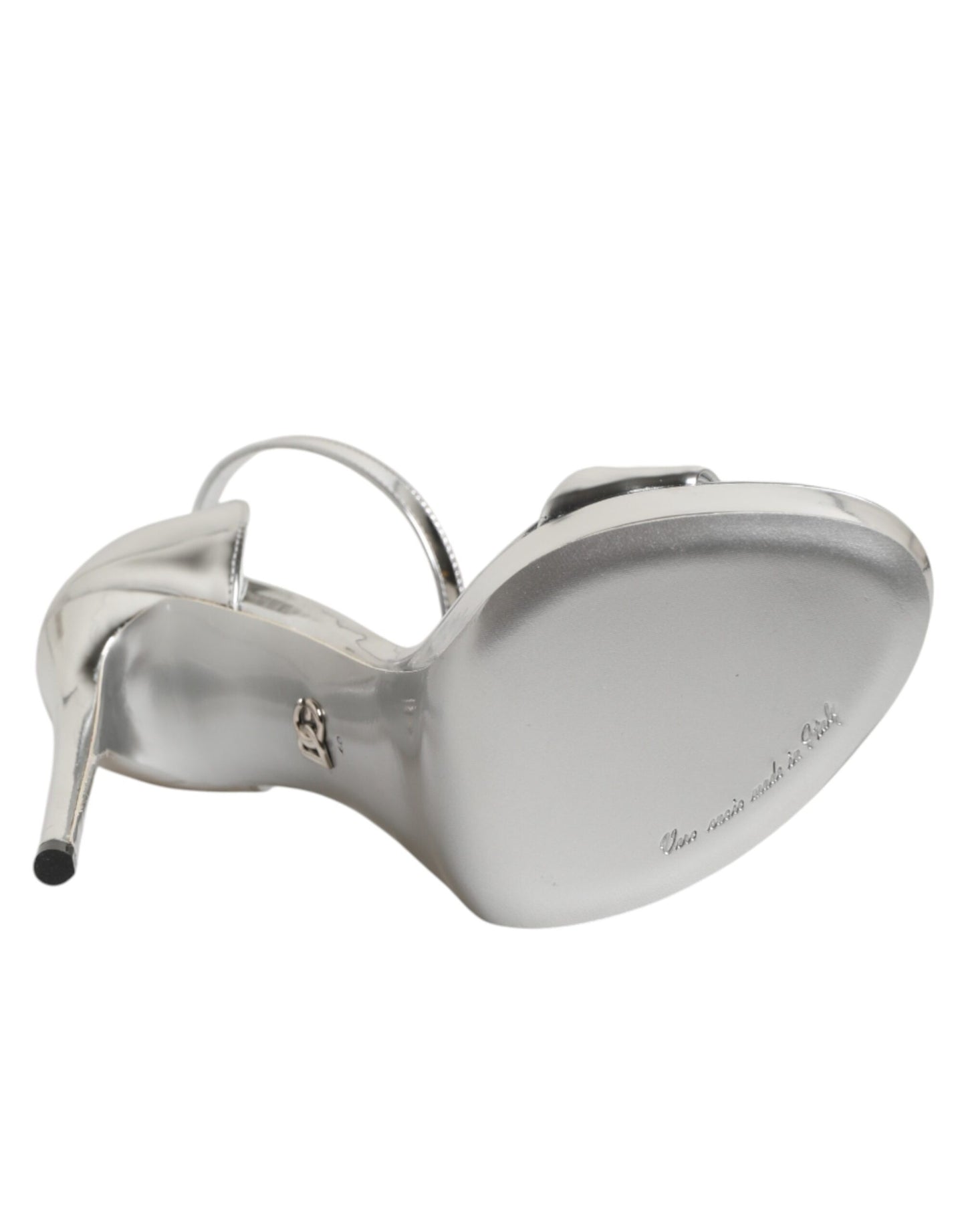 Dolce &amp; Gabbana Silver Leather Platform Keira Sandals Shoes