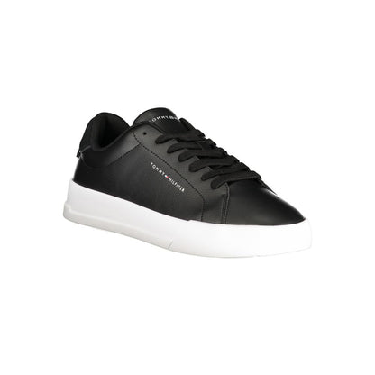 Tommy Hilfiger Black Leather Men Sneakers