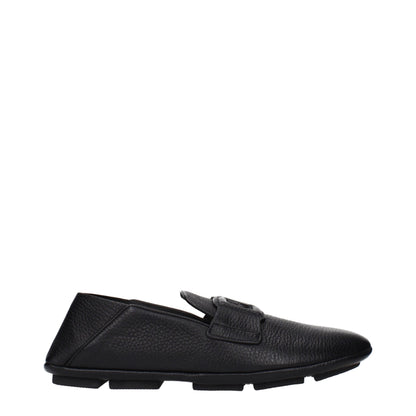 Dolce & Gabbana Black Leather Slip-On Loafers