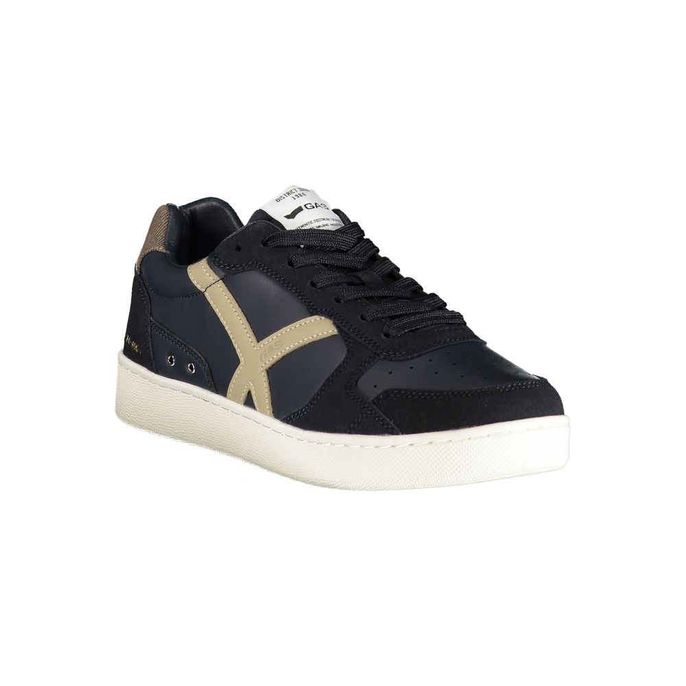 Gas Blue Polyurethane Men Sneakers