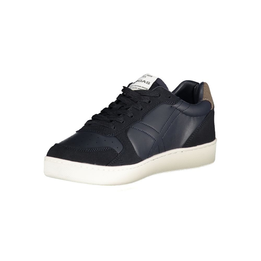 Gas Blue Polyurethane Men Sneakers
