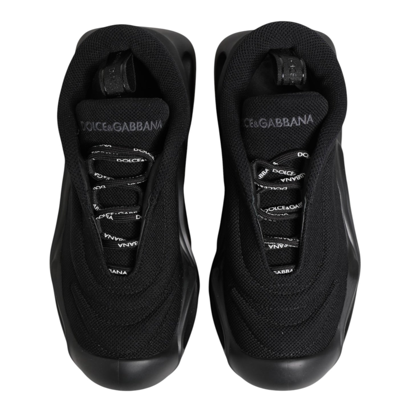 Dolce &amp; Gabbana Black Slip On Low Top Wave Sneakers Shoes